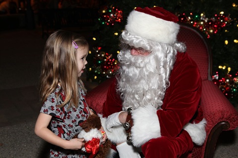 Image of Santa Claus speaking with a young girl